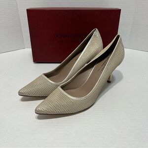 Donald Pliner Torin‎ Platino Metallic Brush Off Leather Heels Women's 10N NEW